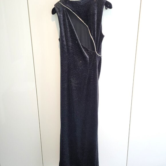 Zara Sleeveless Velvet Shimmer Maxi Dress with Back Slit Size M - Picture 6 of 12